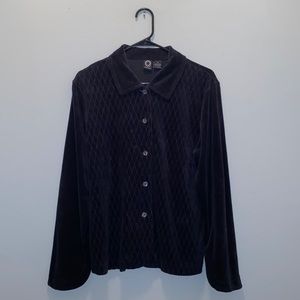 Intimates Black Velvet Button Down Cardigan
